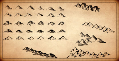 List of fantasy map mountains assets, antique cartography for wonderdraft or other