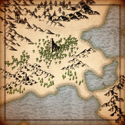 antique cartography mountains fantasy map assets pack