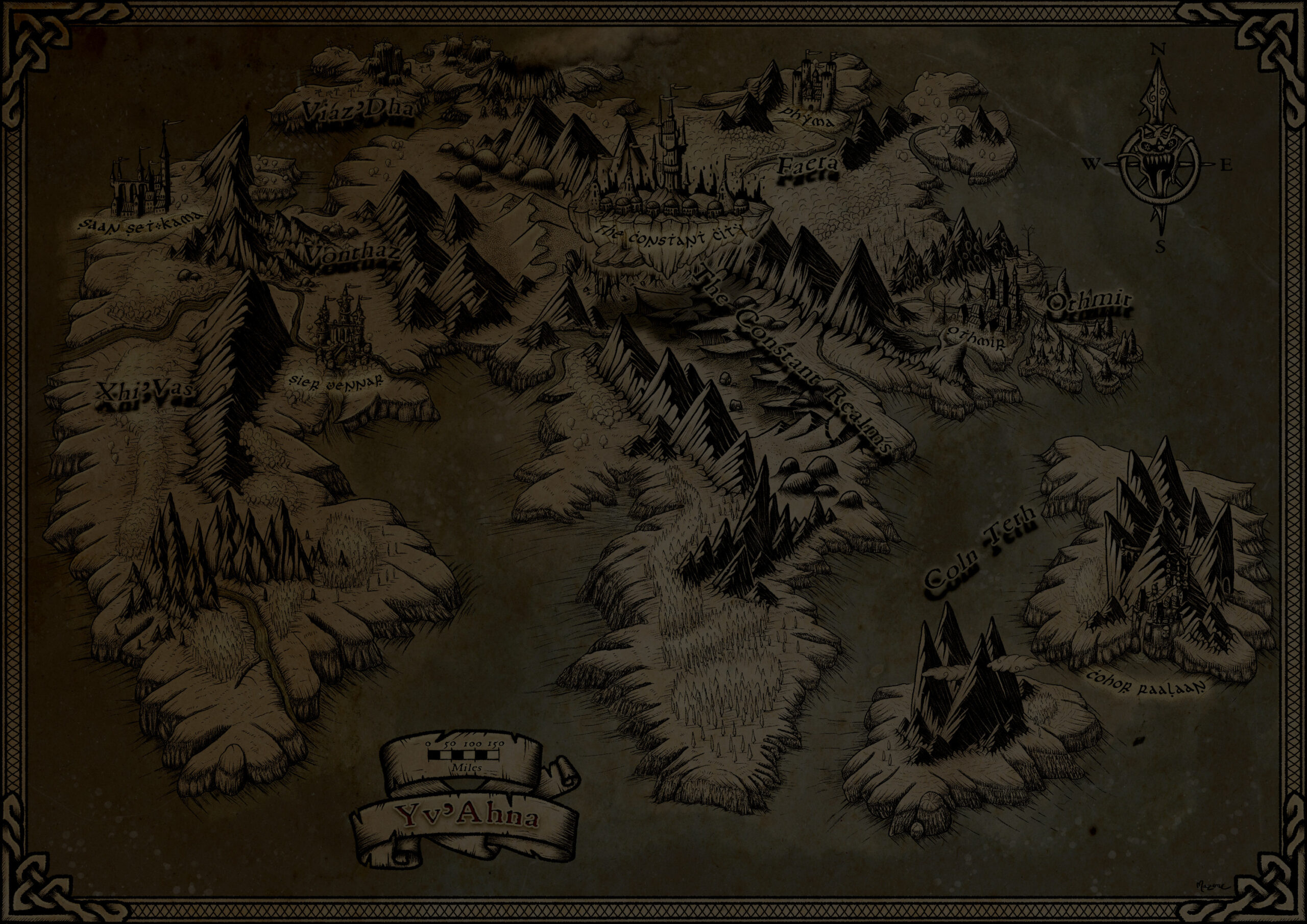 Cartography assets store enter, image of a fantasy map in sepia