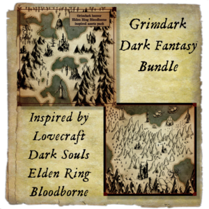 Cover of fantasy map assets pack inspired by lovecraft and dark fantasy