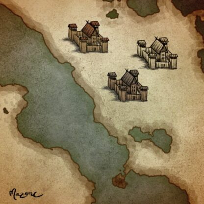 nordic fortress fantasy map assets, antique cartography