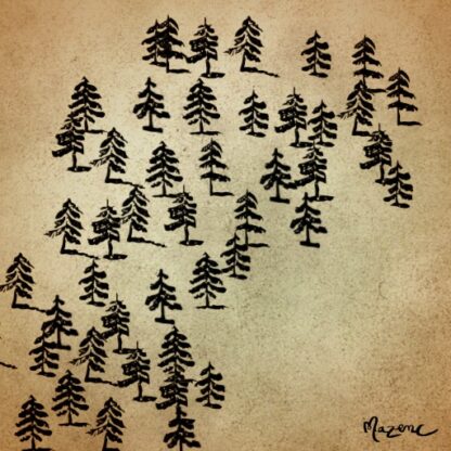 pine trees fantasy map assets, antique cartography