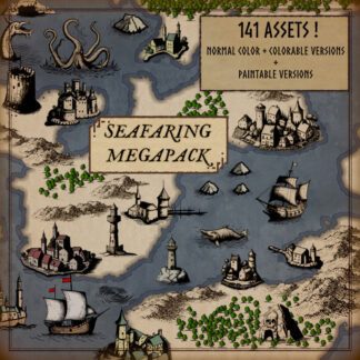 presentation of seafaring assets or resources like ships or ports for use on fantasy maps