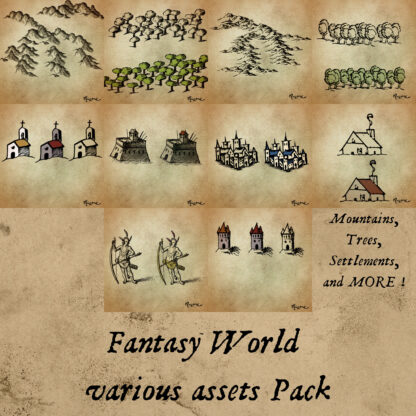 vintage world fantasy map assets, antique cartography resources for wonderdraft