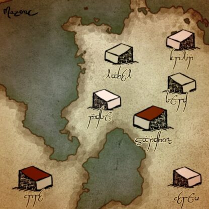 weird structures fantasy map assets, antique cartography