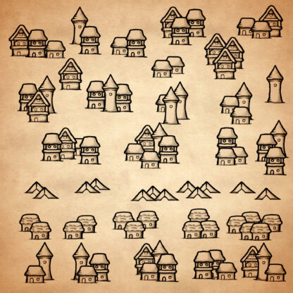 list of Wonderdraft fantasy towns and camps assets, antique cartography