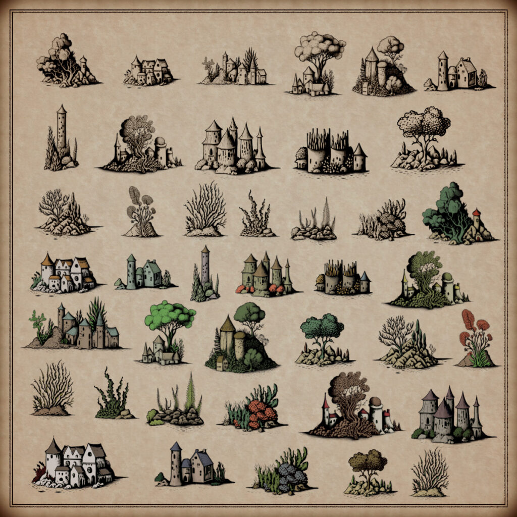 Coral towns, Aquatic settlements, and Coral Reefs assets