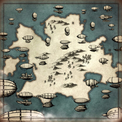 fantasy map with steampunk airships for wonderdraft assets