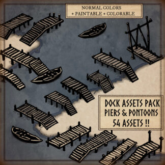 fantasy map assets representing, docks, pier and pontoon elements, wonderdraft resources