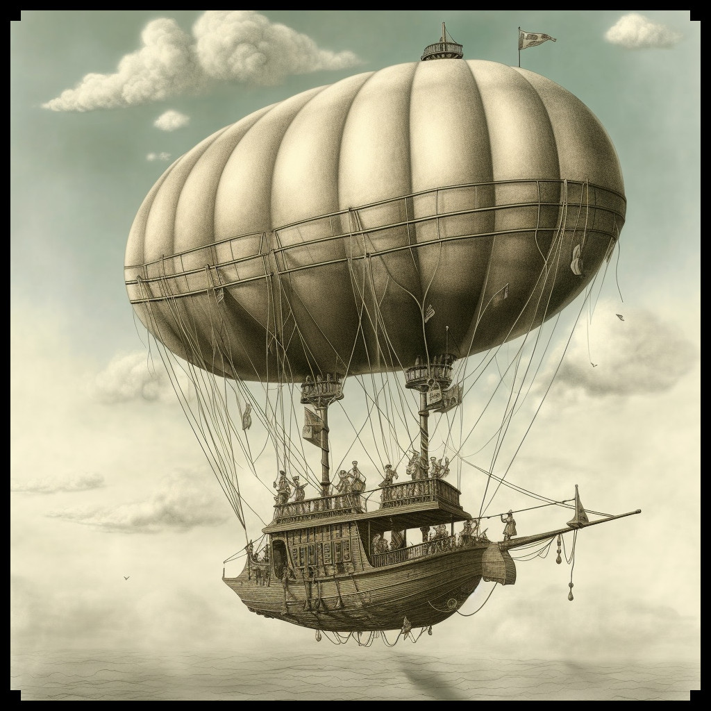 illustration of a steampunk airship for fantasy map assets in Wonderdraft, cartography assets