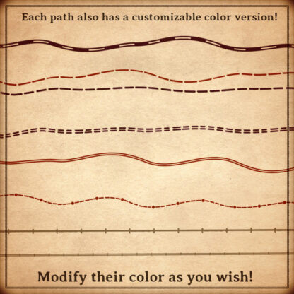 colored paths and roads assets for fantasy map, fantasy map assets and symbols