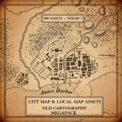 local and city map, cartography assets for fantasy map symbols
