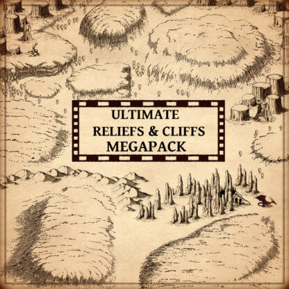 fantasy map assets with relief and reliefs, for wonderdraft, photoshop, and GIMP, cliffs