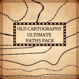 antasy map symbols representing road paths, railroads, trails, tracks, ley lines, vintage cartography