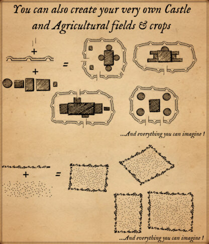 castle creator kit and crops and fields creator kit, fantasy map assets