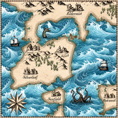 waves seamless texture, fantasy map assets, old cartography