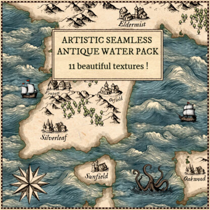 fantasy map assets with seamless water texture resource