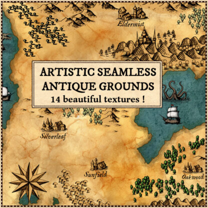 seamless parchment textures, antique cartography, fantasy map assets for Wonderdraft grounds