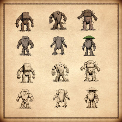 collection of ents and golems for fantasy map assets, cartography assets and fantasy map symbols