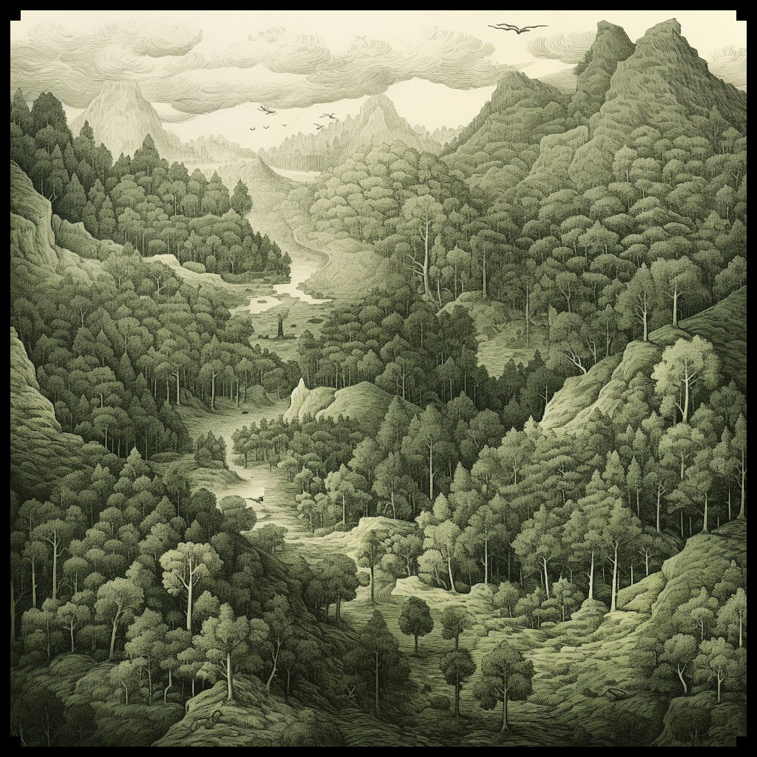 Wondrdraft assets and symbols, fantasy map assets, tree clumps, trees, forests and woods, old cartography, etching