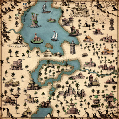 tropical and tribal fantasy map assets, for photoshop, gimp, wonderdraft, african huts and towns