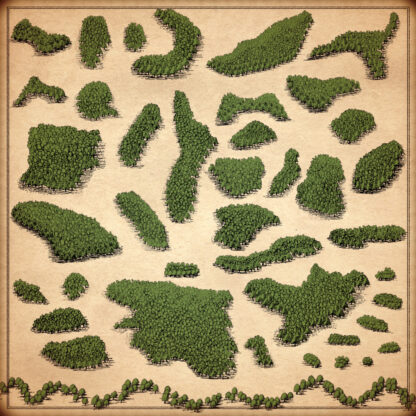 tree clumps, forests, woods, groves, thickets, in fantasy map assets and symbols for Wonderdraft