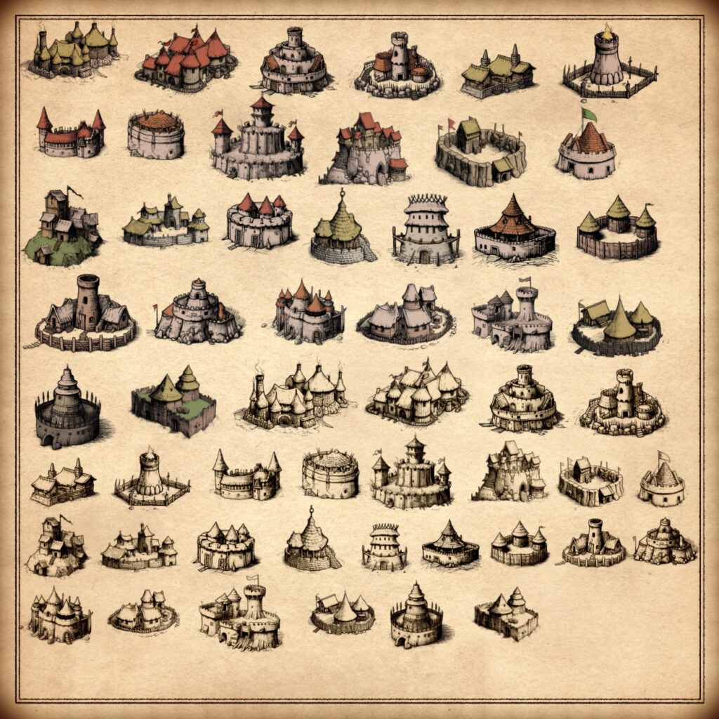 Fortified Orkish Barbarian Settlements Fantasy Map Assets Orcs Barbarian Map Symbols 1024x1024 