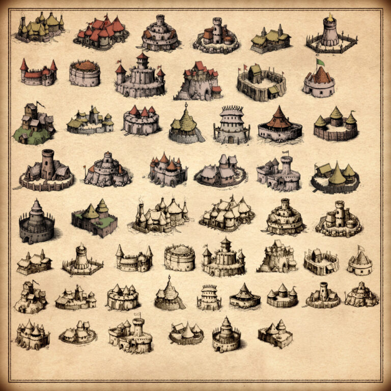 Fortified Orkish & Barbarian Settlements fantasy map assets