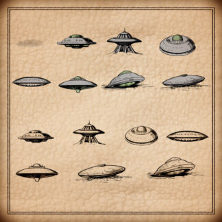 fantasy map assets, flyning saucers, UFOs and UFO's, landed UFO, crashed UFOs, Wonderdraft symbols
