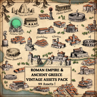 wonderdraft symbols and assets, roman empire, towns, hamlets, settlements assets, cartography assets
