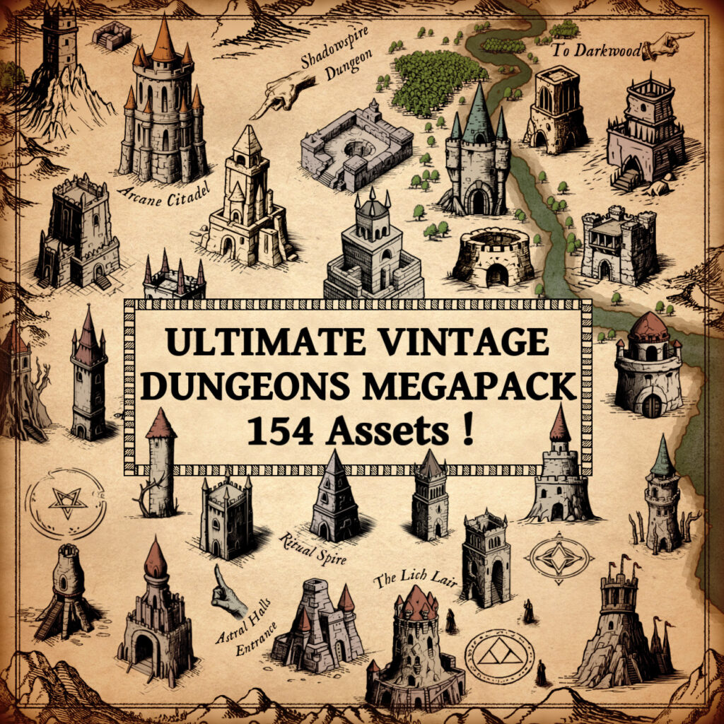 Ultimate Dungeons Megapack - Vintage Cartography Assets Pack