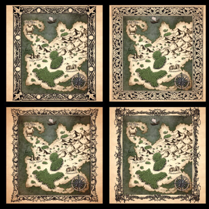 antique cartography cartouches and map frames, megapack, wonderdraft assets, cartography assets, artistic decorative frames