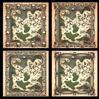 old cartography frames collection, fantasy map textures for wonderdraft, gimp and Photoshop