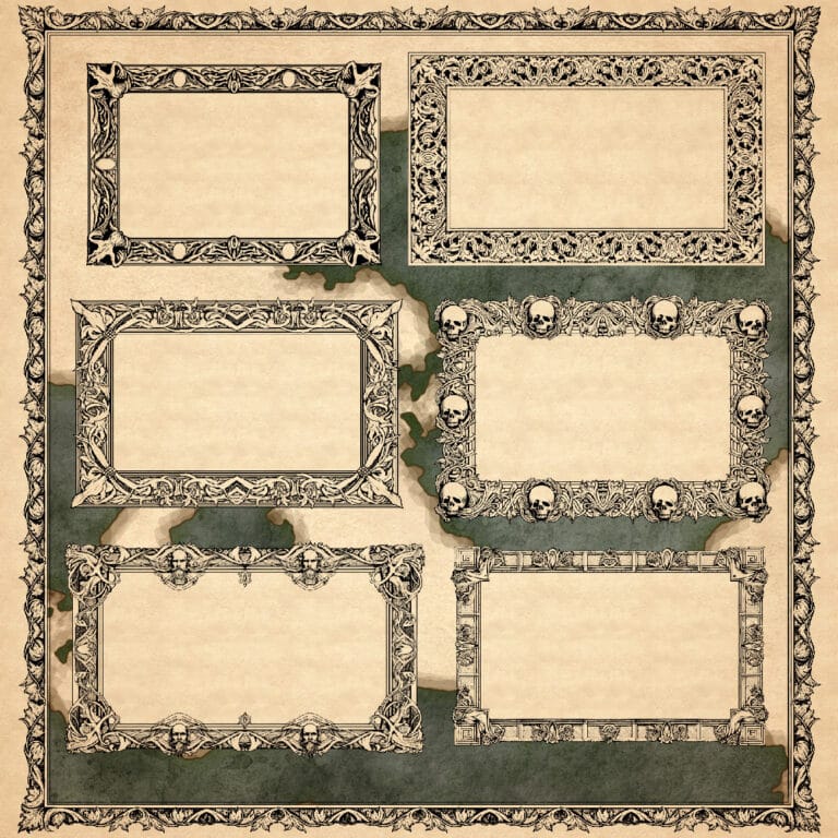 Artistic Decorative Frames & Text Boxes pack, map textures