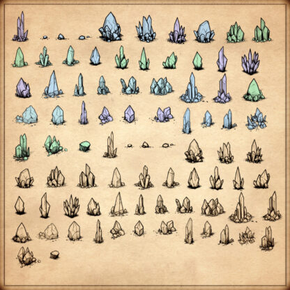 fantasy map symbols, crystals embedded in the ground for worldbuilding, wonderdraft symbols