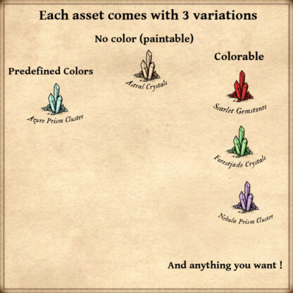 wonderdraft assets, fantasy map elements, gemstones and crystals