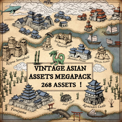 Wonderdraft assets, japanese settlements, chinese settlements, asian settlements, japanese towns, cartography symbols
