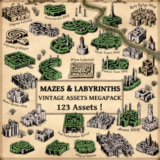 mazes and labyrinths wonderdraft assets, fantasy map symbols, cartography assets