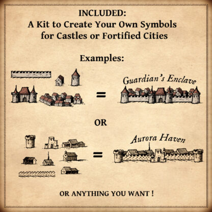 Wonderdraft assets, for Gimp too, castle creator kit, fantasy map element and resources, cartography assets