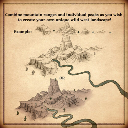 wild west canyons, wild west mesas and buttes, wonderdraft assets, cartography assets, map symbols