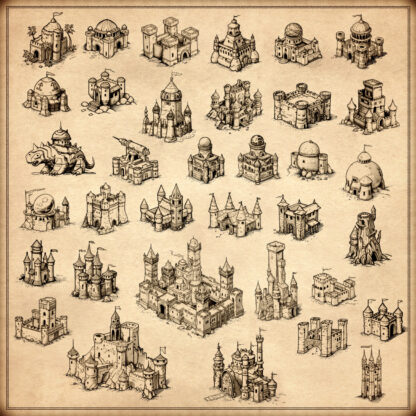 medieval castles and fantasy castles, wonderdraft assets for fantasy map, keeps, forts, citadels