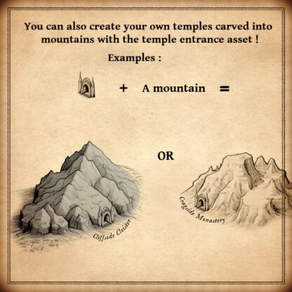 mountain temple, temple gates, fantasy cartography assets, fantasy map symbols, temples and shrines, wonderdraft assets