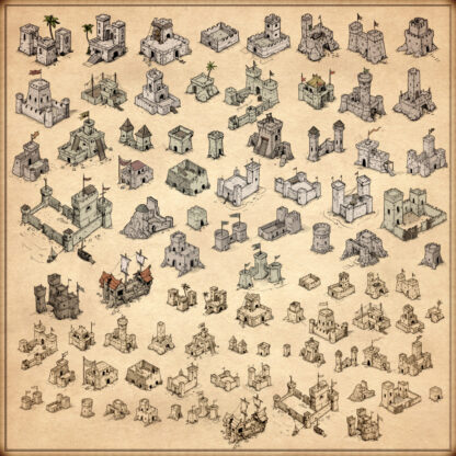 cartography assets, pirate forts and pirate towns, fantasy map resources, caribbean, cartography symbols and wonderdraft assets