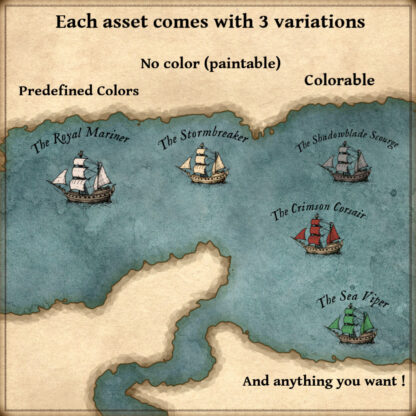 pirate ships, wonderdraft assets, cartography symbols, vintage map symbols, ancient vessels, and caribbean ships