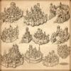 cartography assets, wonderdraft symbols for fantasy maps, fortified cities and fortified towns, medieval cities