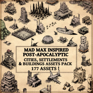 cartography assets, post-apocalyptic assets, city, cities, settlement, settlements, town, towns, wonderdraft assets, mad max inspired