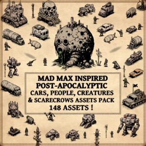 Fantasy map assets, cartography assets, mad max cars, mad max vehicles, tanker trucks, armed vehicles