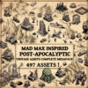 post-apocalyptic map assets, mad max cartography assets, fantasy map symbols, city, cities, towns, outposts, factories