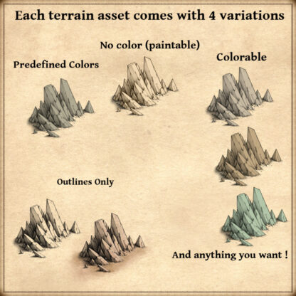 post-apocalyptic terrain assets, fantasy map symbols, vintage cartography assets, shard mountains, wasteland, wonderdraft assets