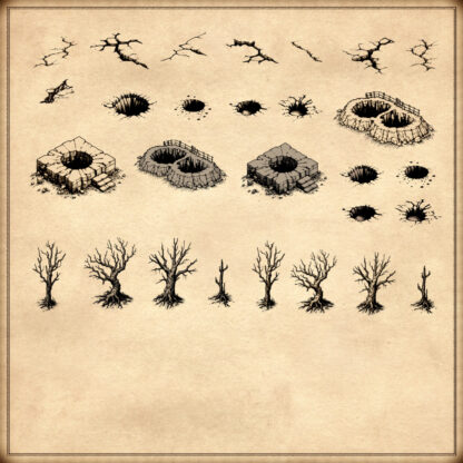 pits, sinkholes and craters assets, vintage map assets, cartography assets, fantasy map symbols, wonderdraft assets